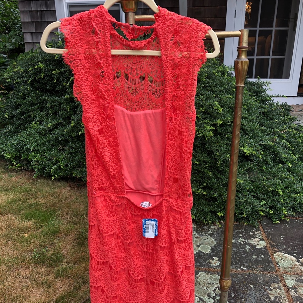 FREE PEOPLE boho high neck backless lace dress - Picture 3 of 5